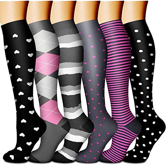 6 Pairs of Compression Socks, Cycle for Men and Women - Best Support Nurse, Running, Sports, Cycling