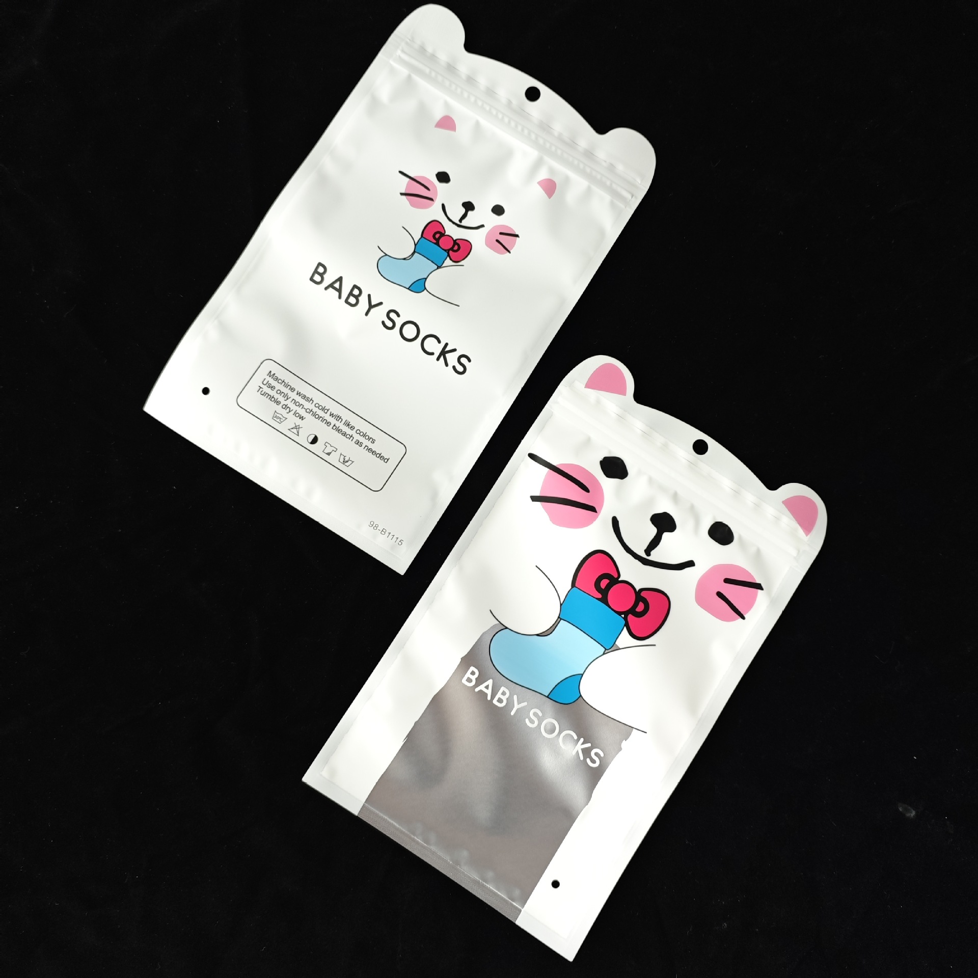 小猫异形袋异形三边封袋子 三边封拉链袋 塑料包装袋 袜子包装袋