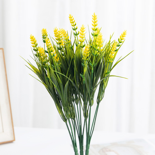 Amazon Cross-border Artificial Green Plants Artificial Wheat Ear Plastic Flowers Outdoor Exhibition Green Landscape Fake Flower Decor Wholesale