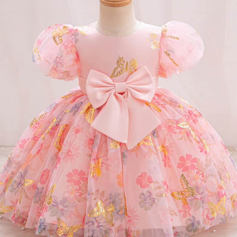 Floral mesh princess dress girl Party attire kids clothes|undefined