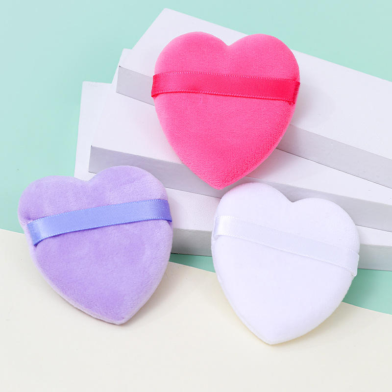 Fuera transfronterizo corto flocado amor soplo de polvo seco no come polvo esponja de terciopelo vertical polvo suelto maquillaje de algodón fábrica logotipo personalizado