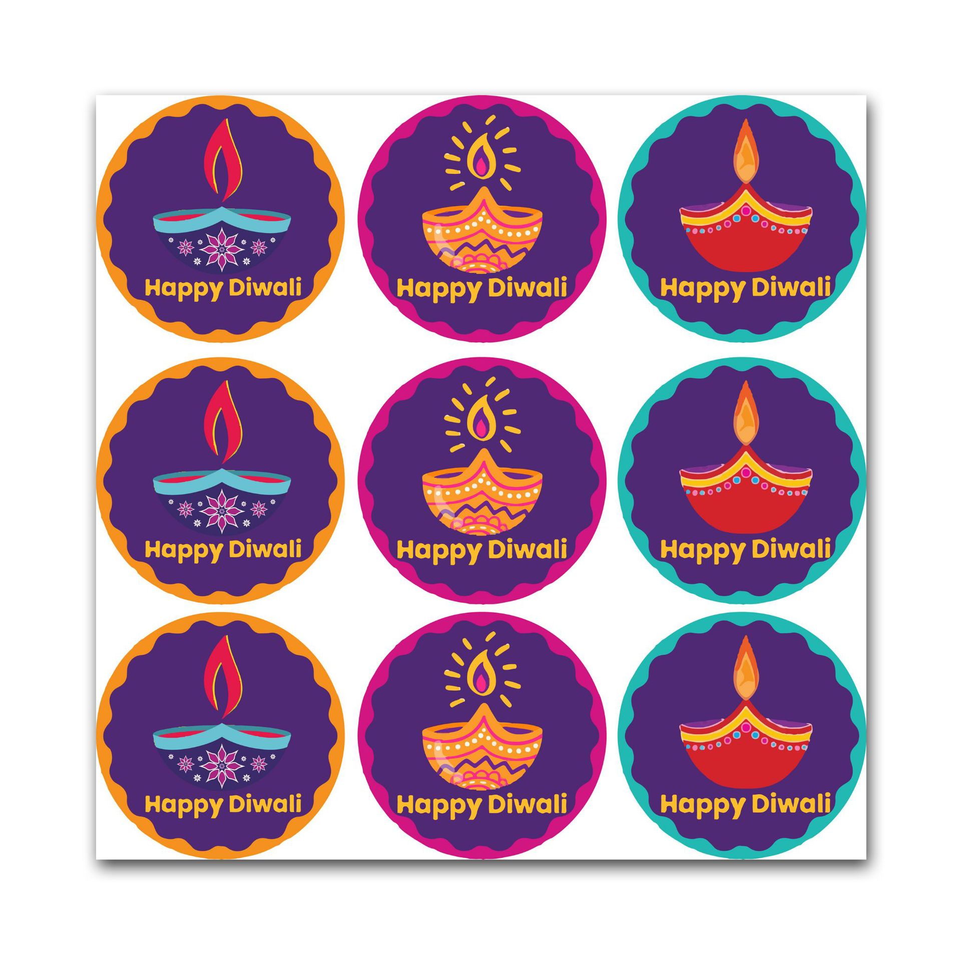 HAPPY DIWALI 排灯节 亚马逊派对礼品包装贴纸标签封口贴3.8CM