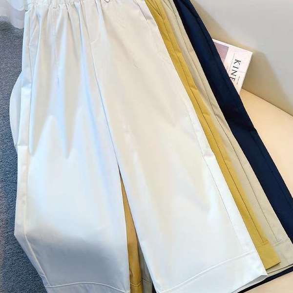 Fashion Thin Summer Floral Waist Cropped Wide-Leg Pants for Women, Thin 2025 New High-Waisted Slimming Loose Casual Pants