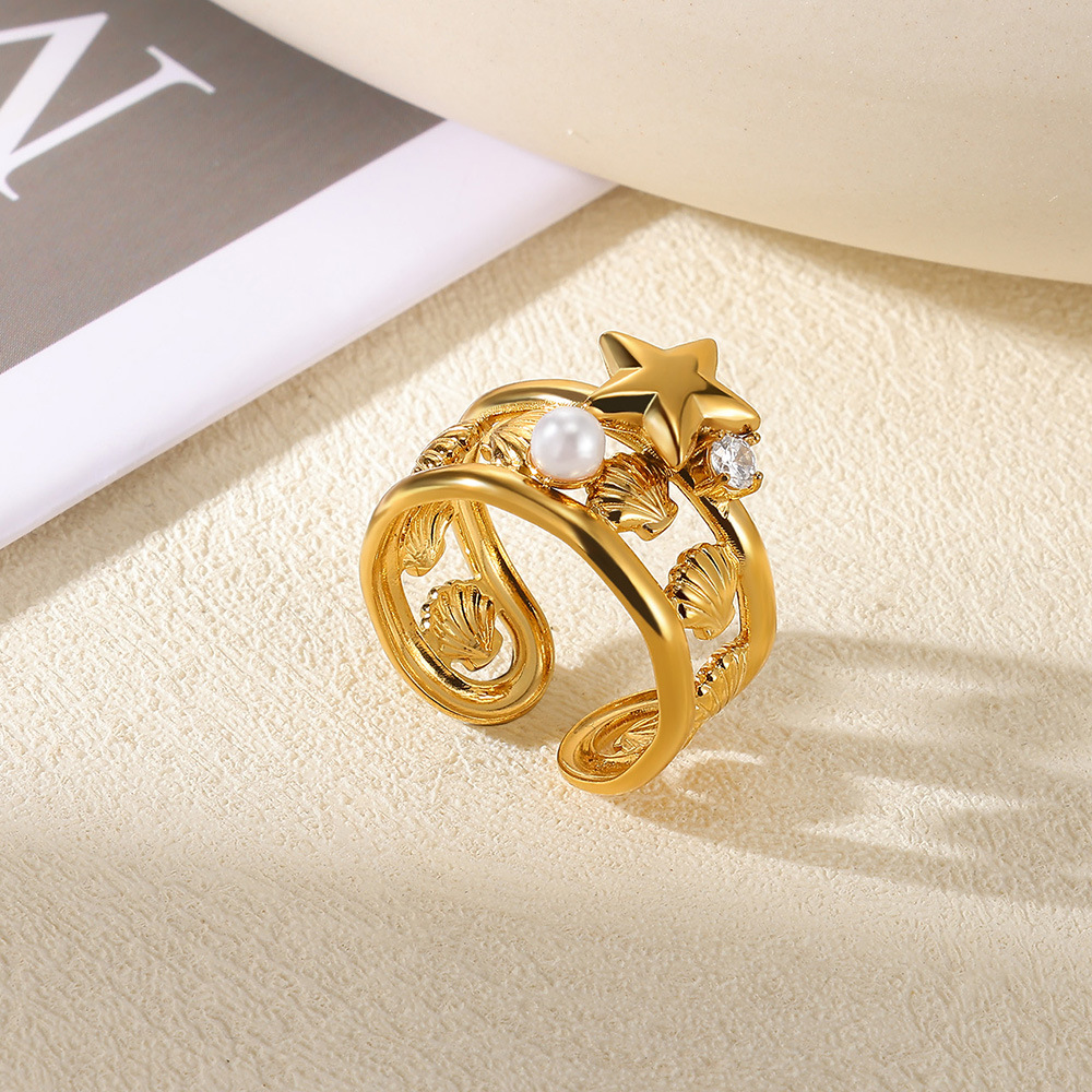 8g Weight 0.03µm-0.05µm Gold Plating Thickness PVD Coated Gold Plating Process 18K Real Gold Plated Plating Material Zircon Inlay Material Open Rings Classification 1 Piece Quantity Casual, Daily, Shopping Occasion 304 Stainless Steel Material Waves, Crown Pattern All Seasons Season Women's Gender Elegant, Classic Style, Affordable luxury style Style Waterproof Non Tarnish, Plating Craft PVD Coated Real Gold Plated 18K Gold Waves Crown 304 Stainless Steel Elegant Classic Style Affordable Luxury Style Waterproof Non Tarnish Open Rings 11