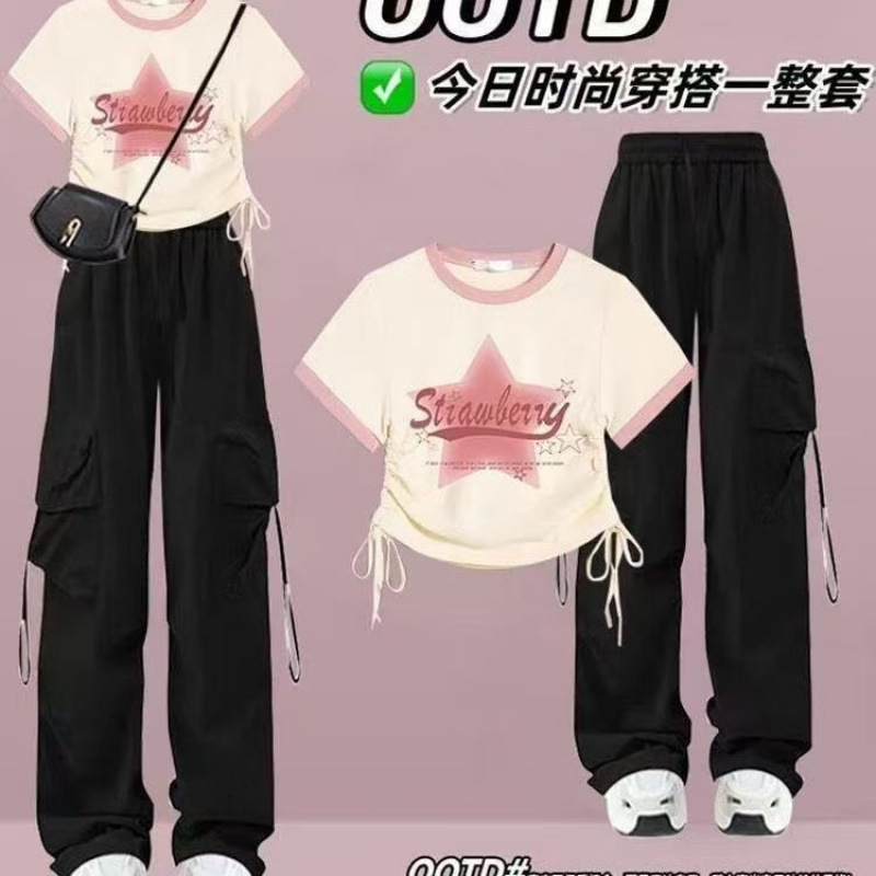 ドーパミンスイートホットガールスーツ女性用2025今年人気のクールなオーバーオール夏服カレッジスタイルのセット|undefined