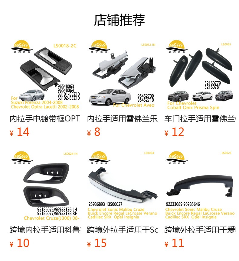 预览状态下无法点击,发布后,可点击跳转到对应的商品页面 Malibu Trax Sonic Impala inner handle 22933995 22853825 22853824