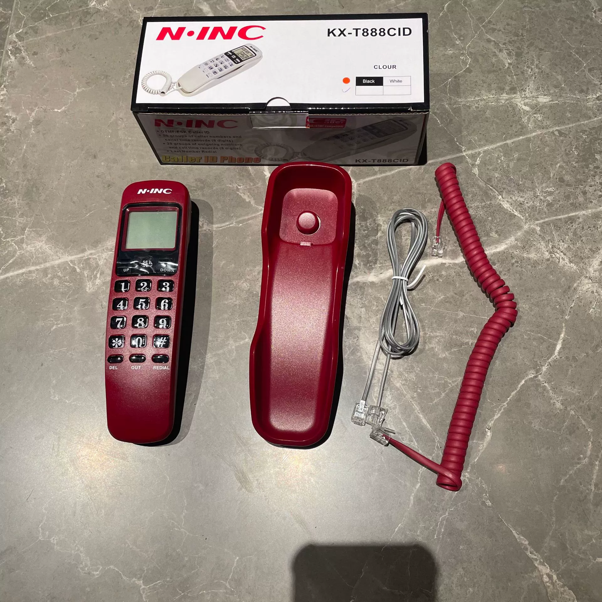 Маленькое расширение Laidian [KX-T888CID] Английский экспортный идентификатор вызова, подвесной телефон для домашнего офиса, черный