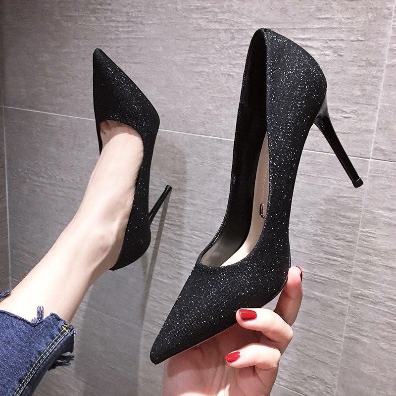 High Heels 2025 Spring Pointed Toe Black Professional French Girly Elegant Sexy Popular Stiletto Heel Shallow Mouth Flats for Women High Heels 2025 Spring Pointed Toe Black Professional French Girly Elegant Sexy Popular Stiletto Heel Shallow Mouth Flats for Women