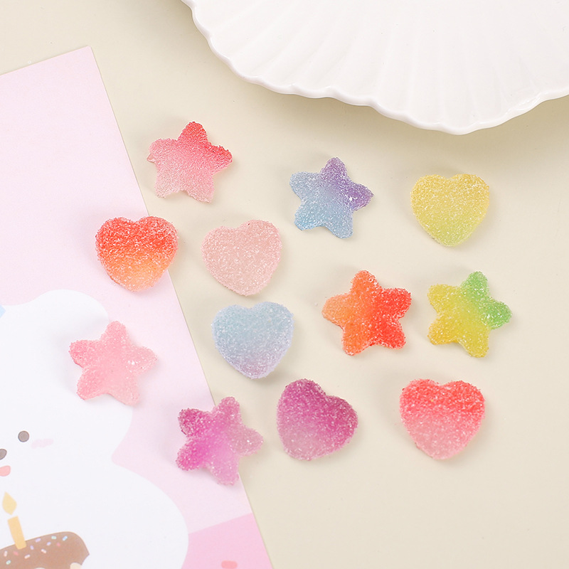 Simulación suave caramelo gradiente amor estrella de cinco puntas accesorios de bricolaje accesorios de la cáscara del teléfono móvil accesorios de color caramelo