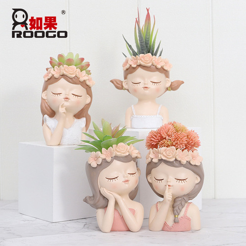 If ins style cute fairy home decoration ornaments cartoon creative desktop succulents potted flower pots