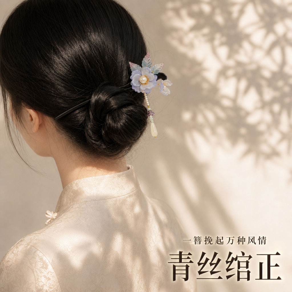 新中式琉璃发簪流苏步摇古风发簪子发钗汉服旗袍配饰可盘发头饰品