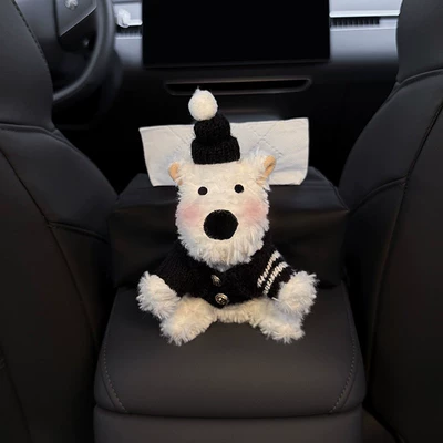 New West Highland Car Armrest Car tissue box/set - sloppy-romantic-west-highland-black-tissue-box