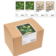 50貼/包簡約仙人掌長方形謝謝貼紙禮盒烘培蛋糕封口貼包裝標籤