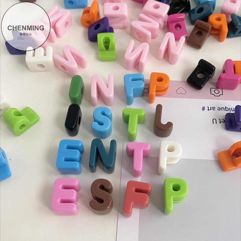 Chen Ming Acrylic Single English Letter Large Hole Beads Straight Hole Loose Beads Phone Chain Accessories Macaron Handmade Beads