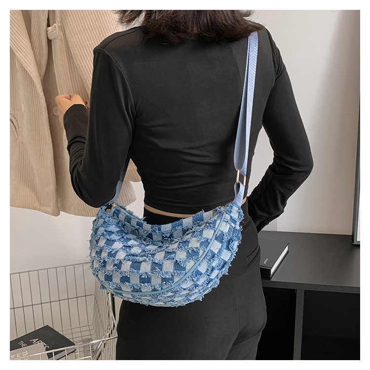 Denim Patchwork Shoulder Crossbody Bag For Women Stylish Canvas_voghion.com