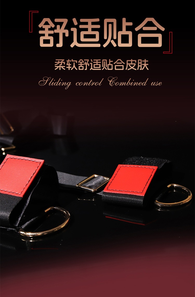 Bed Restraint Set with Alloy Clips, Black Polyester Bondage Kit for Couples — detail image 8