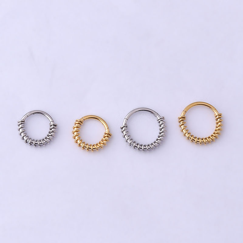 Circle Pattern 316L Stainless Steel No Inlaid Nose Rings & Studs Circle Waterproof Non Tarnish Surgical Steel