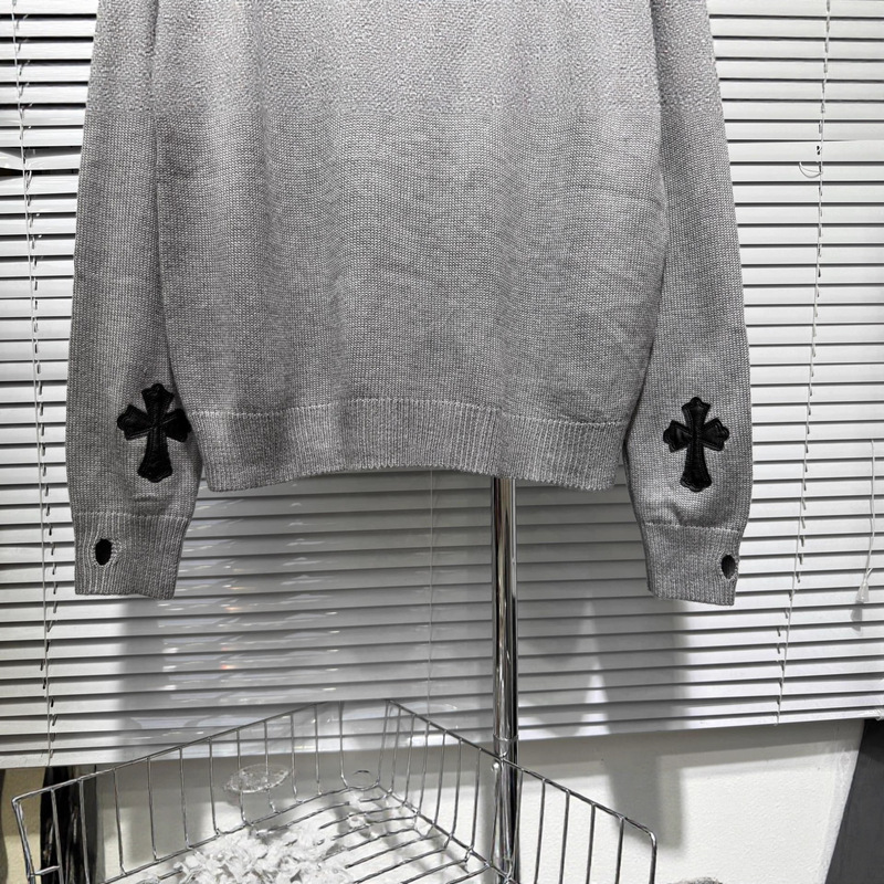 外贸高品质跨境25ss CH 秋冬新款十字架马蹄丝光棉织针毛衣男女款|undefined