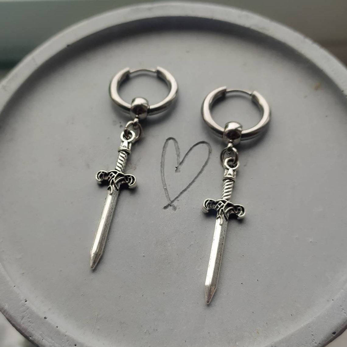 Gothic Punk Dolch Ohrringe Für Herren, Edler Ohrschmuck_voghion.com