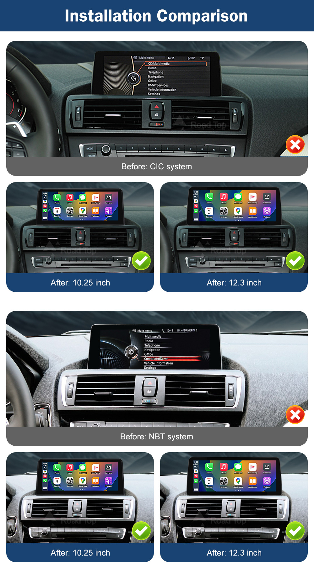 10.25''CarPlay Car Multimedia Display Screen for Bmw 1/2 Series NBT System
