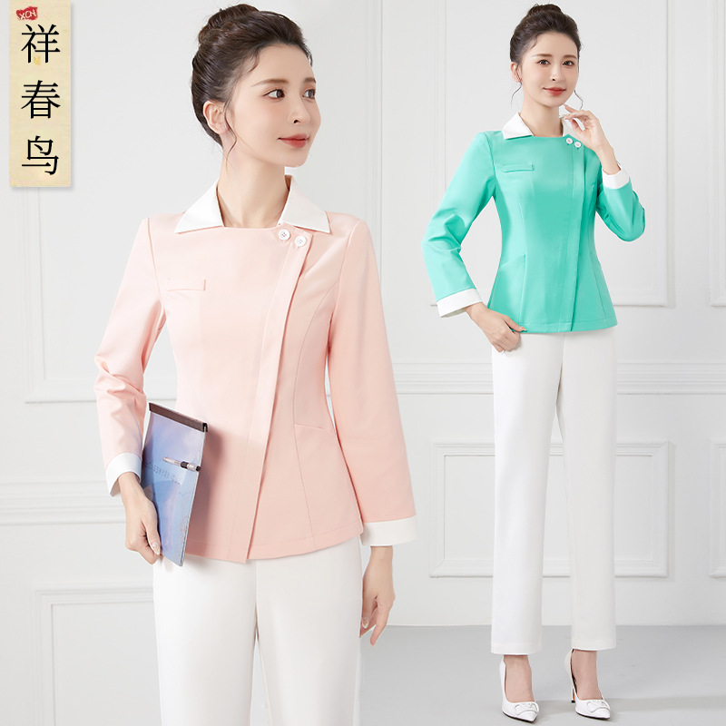Xiangchunniao Nurse Uniform Long-Sleeved Female Oral Doctor Beauty Uniform Classy Medical Beauty Consultant Skin Management Work Clothes