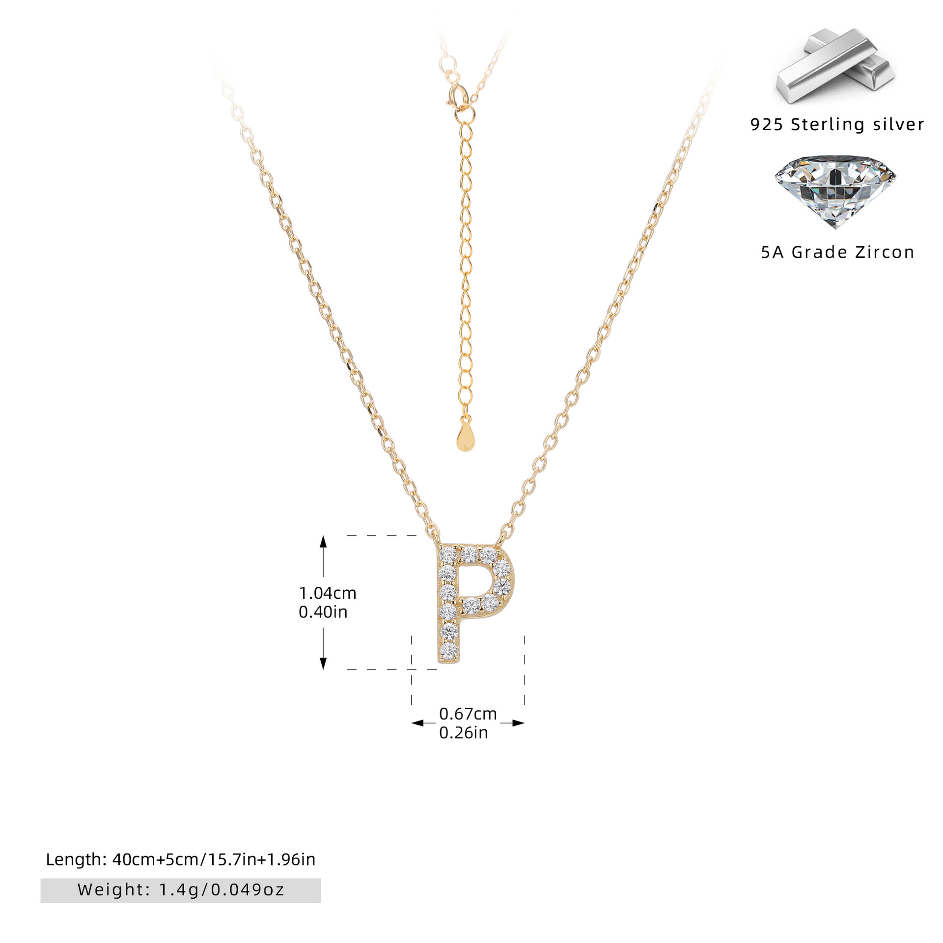 925 Silver Plated Gold-P