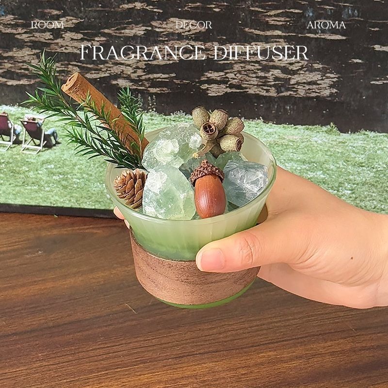 天然晶石青绿香氛礼盒摆件无火香薰扩香石创意伴手礼摆件送礼晶石|undefined