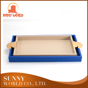 High-end Hotel Leather Rectangular Large Tray Leather Tray Storage Decorative Light Luxury Ornaments Handmade Storage Tray