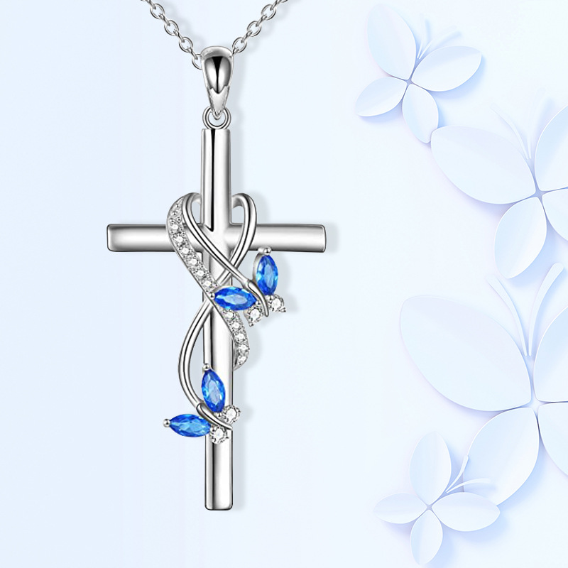 Elegant Simple Style Cross Butterfly Alloy Plating Zircon Women's Pendant Necklace 1 Piece display picture 2