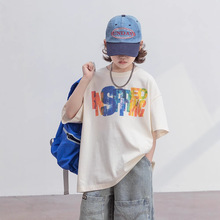 男童短袖T恤夏装2025新款儿童夏季纯棉上衣男孩中大童夏款半袖潮t