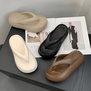 6cm Thick-Soled Flip-Flops for Women, Summer Outer Wear, Soft-Soled Heightening Indoor Non-Slip Beach Slippers, Flip-Flops
