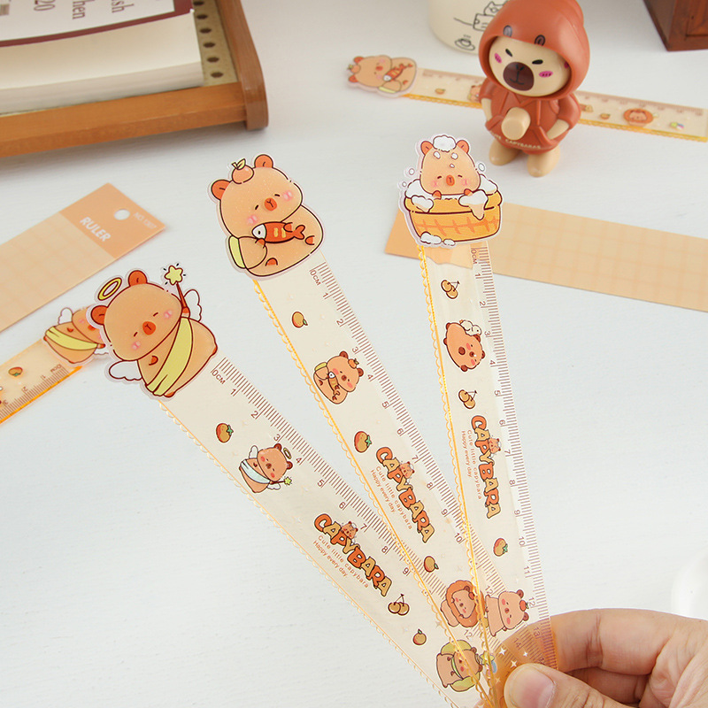 Regla Kapibala 15cm regla de color de alto valor medición dibujo material de papelería de aprendizaje para estudiantes de primaria