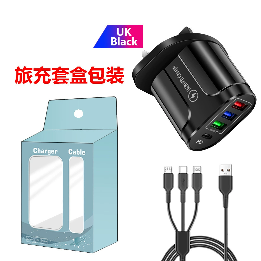Многопортовое зарядное 5V/2.4A, новый туристический 3 USB + Type-C, стандарты США и Европы