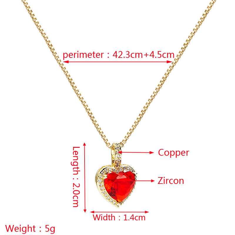 wholesale jewelry simple colorful crystal heart pendant copper necklace Nihaojewelrypicture1