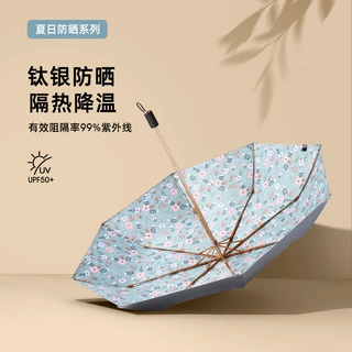 大量批发大号钛银折叠雨伞加厚遮阳太阳伞男女防晒晴雨伞定制广告