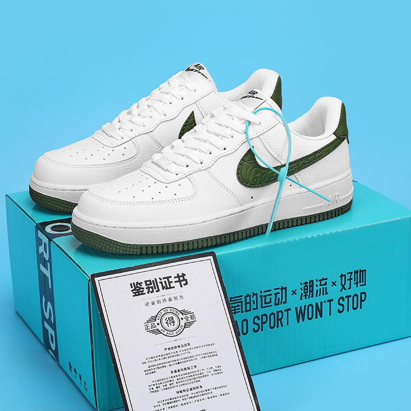 Af1 New Men's Shoes Air Force One Video Game Pixel White Laser Joint Low-Top Oil Green Sneakers Casual White Shoes Af1 New Men's Shoes Air Force One Video Game Pixel White Laser Joint Low-Top Oil Green Sneakers Casual White Shoes