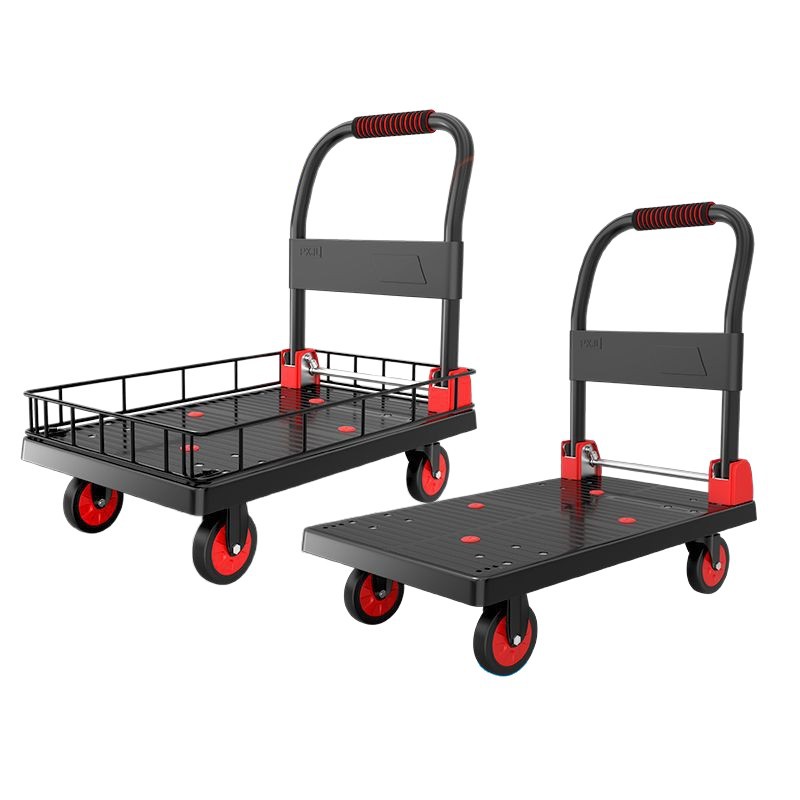 Carretilla de plataforma alta y baja, carrito de plataforma dedicado a SF Express, carrito de transporte plegable portátil, carrito de compras de plástico.