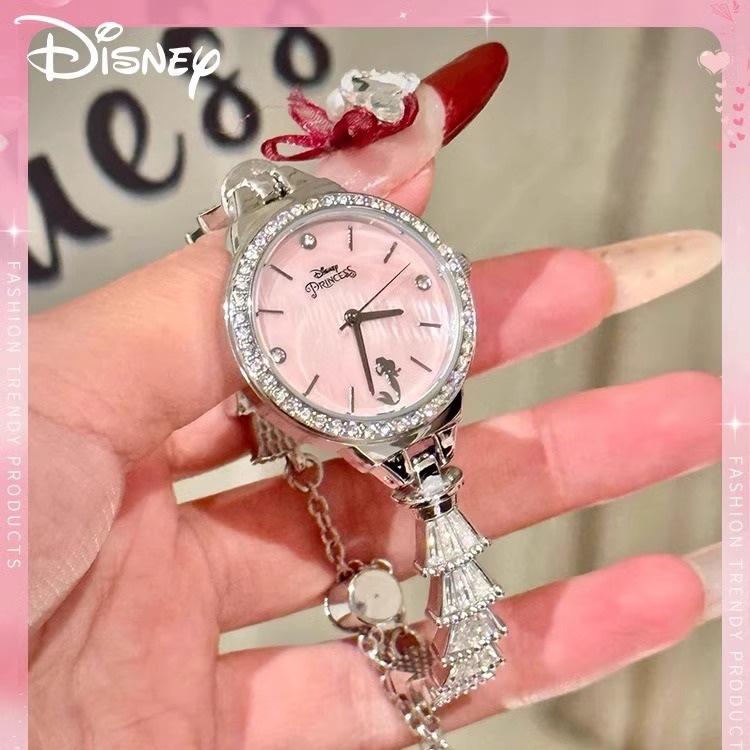 Authentic Disney Disney Watch Women's Accessible Luxury Chain Quartz Watch Mermaid High-End Gift Best Friend Girl
