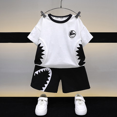 兒童裝男童夏裝套裝2024新款痞帥男孩短袖兒童夏季薄款運動衣服潮