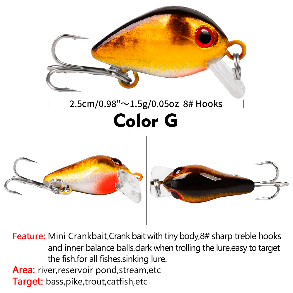 2 Pcs Sinking Lipless Crankbait Lures 26mm 1.6g Hard Baits Bass Pike Crappie Fresh Water Fishing Lure