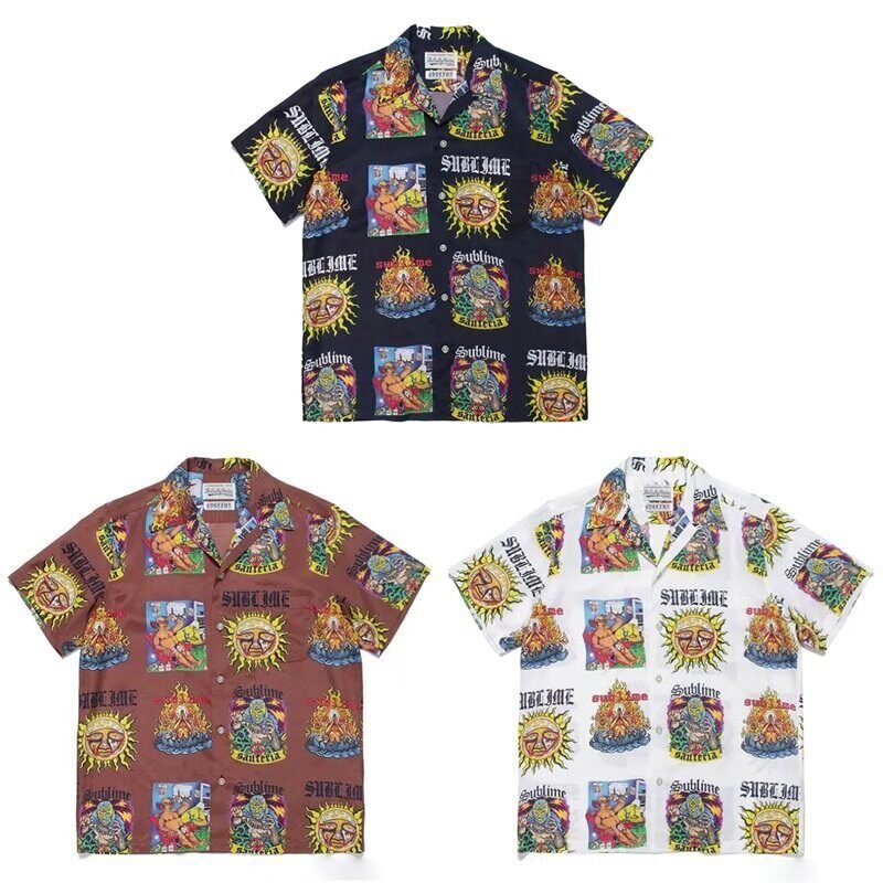Wacko Maria 20Ss Sublime Joint Brand Sunflower Hawaiian Casual Loose Short-Sleeved Shirt for Men and Women Wacko Maria 20Ss Sublime Joint Brand Sunflower Hawaiian Casual Loose Short-Sleeved Shirt for Men and Women