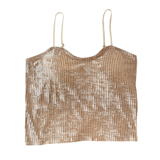 Popular pure desire gold velvet drawstring sling back vest with chest pad wrapped chest outer wear bottoming short tube top