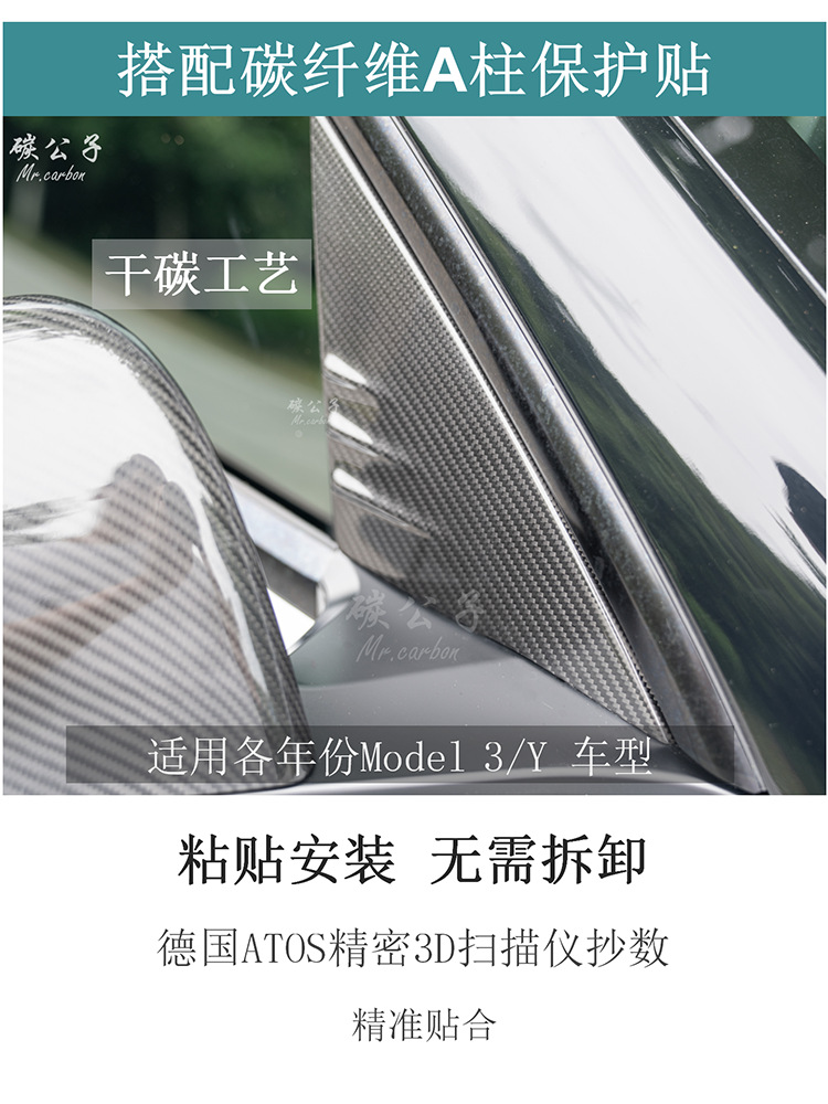 Carbon Prince Is Suitable for Tesla's New Version Model 3Ysx Carbon Fiber Rearview Mirror Shell Reversing Horn Tesla