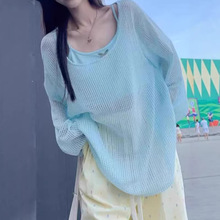 甜美镂空针织衫女装设计感慵懒风防晒罩衫吊带两件套春季新款女装
