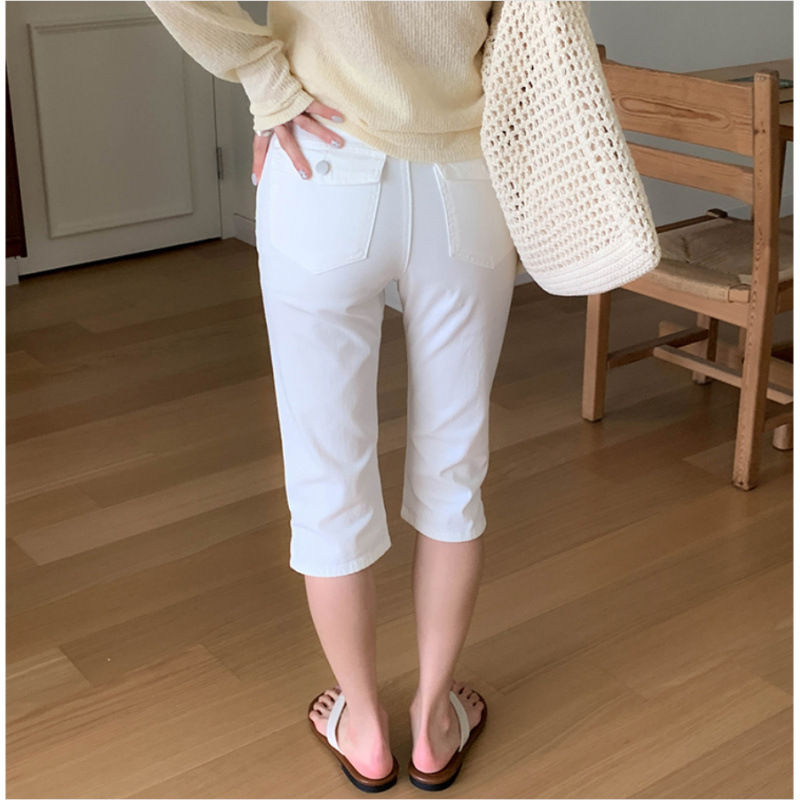 Korean High-Waisted Slimming Pocketed Versatile Split Hem Stretch Denim Shorts Korean High-Waisted Slimming Pocketed Versatile Split Hem Stretch Denim Shorts