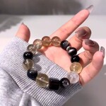 天然黄水晶黑曜石多宝茶晶方糖手串小众设计轻奢高级感手饰女款26