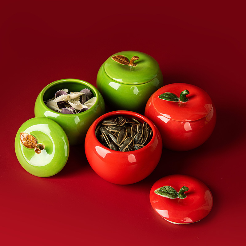 Aromatherapy Candle Creative Christmas Apple Tea Pot Ceramic Cross-border Storage Decorations Ornament Sealed Gift Accompanying