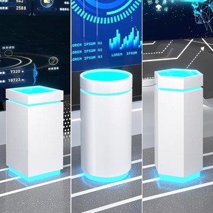 Special-Shaped Luminous Round Square Hexagonal Painted Exhibition Hall Booth Display Cabinet Commercial Display Cabinet Island Table