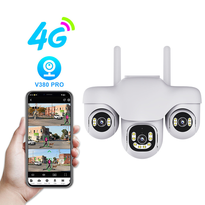 V380 カメラホーム 4G ワイヤレス WiFi 携帯電話リモート三眼三雲台パノラマモニター 6M カメラ|undefined