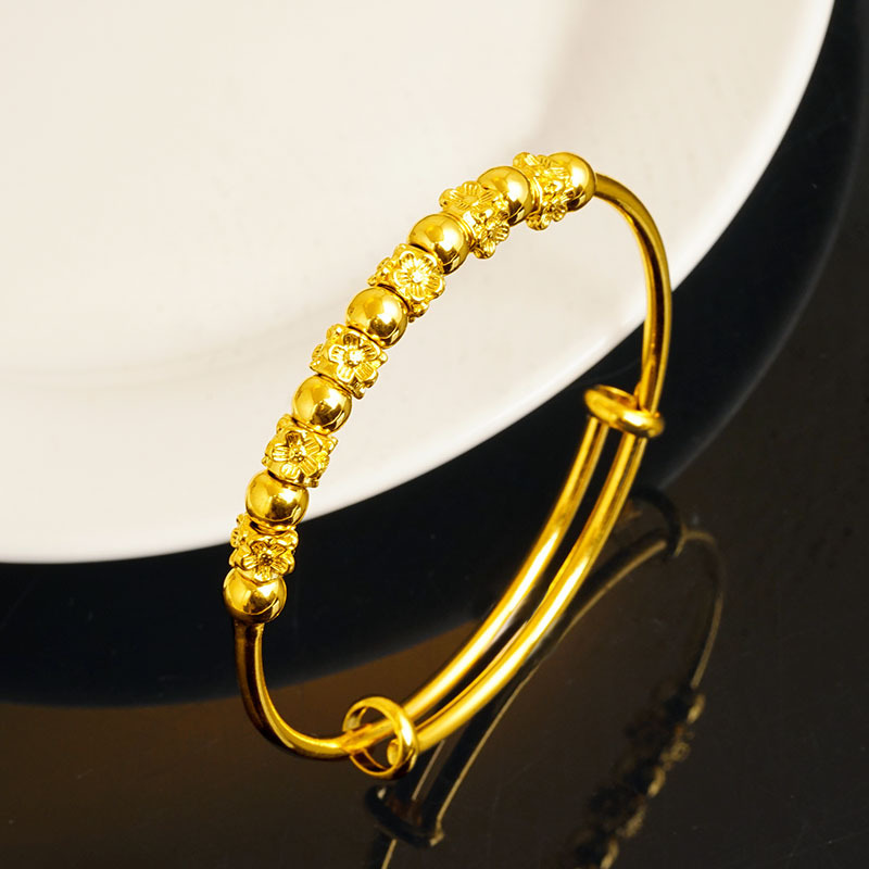 Pulsera de trébol de oro de Vietnam pulsera de bambú de aleación de cobre sin desvanecimiento de larga duración para mujer pulsera de oro de imitación joyería